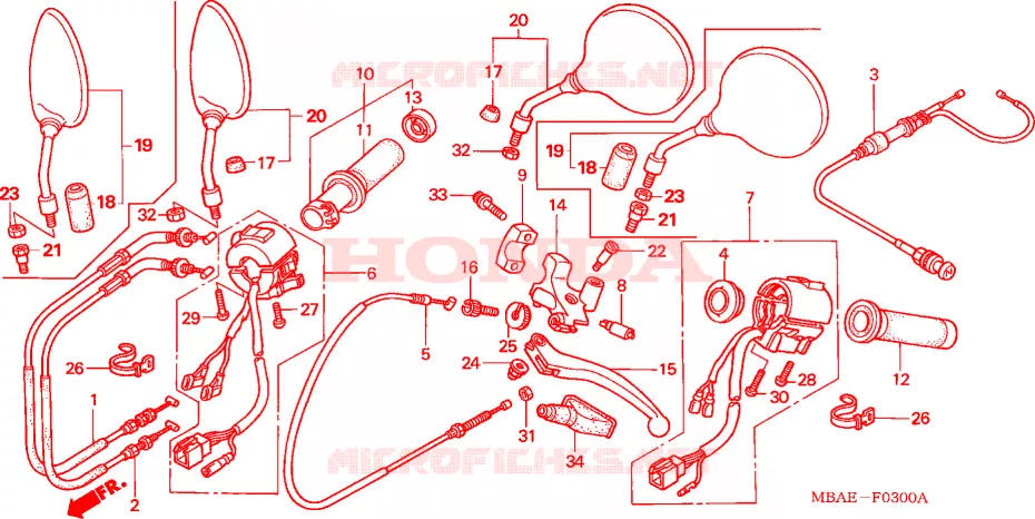 COMMUTATEUR/CABLE  Honda MOTO 750 SHADOW 2001  VT750C31