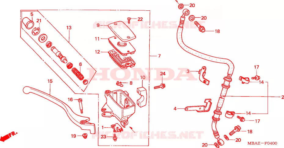 MAITRE CYLINDRE DE FREIN AVANT Honda MOTO 750 SHADOW 2001  VT750C31