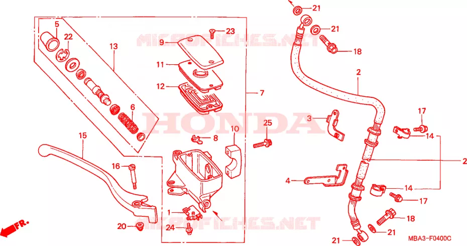 MAITRE CYLINDRE DE FREIN AVANT Honda MOTO 750 SHADOW 1998  VT750C2W