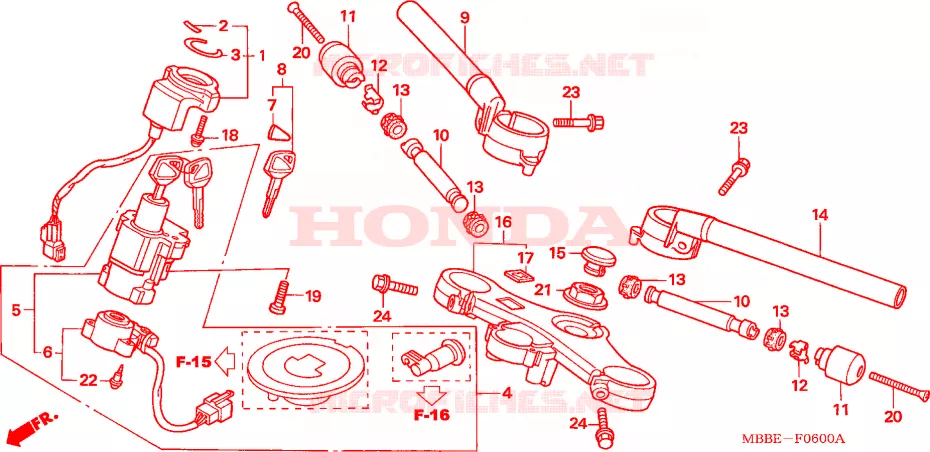 GUIDON - TE DE FOURCHE Honda MOTO 1000 VTR 2006  VTR1000F6