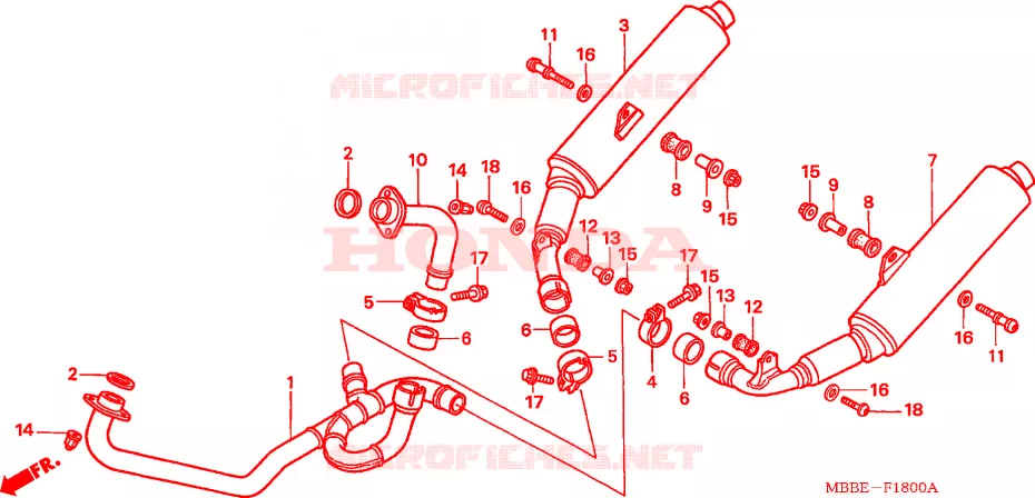 SILENCIEUX D'ECHAPPEMENT Honda MOTO 1000 VTR 2005  VTR1000F5