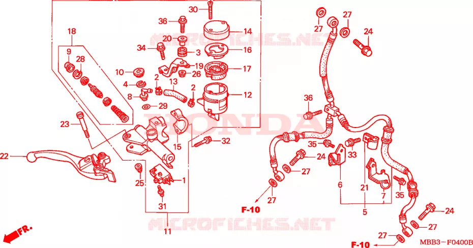 MAITRE CYLINDRE DE FREIN AVANT Honda MOTO 1000 VTR 2003  VTR1000F3
