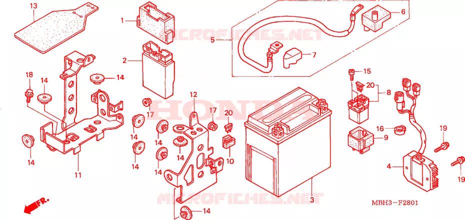 BATTERIE(2) Honda MOTO 1100 SHADOW 2002  VT1100C32