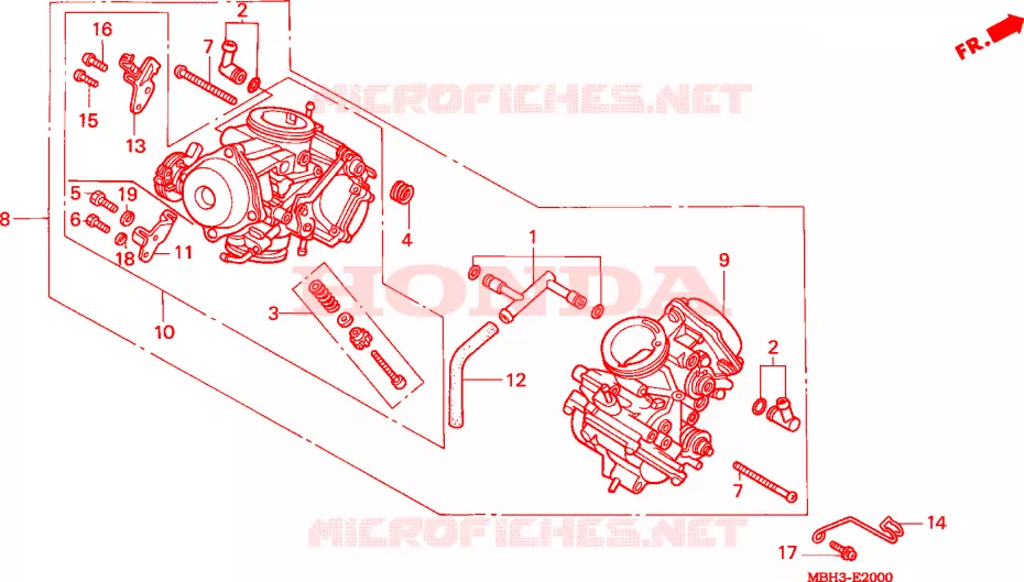 CARBURATEUR(ENS.) Honda MOTO 1100 SHADOW 2000  VT1100C3Y