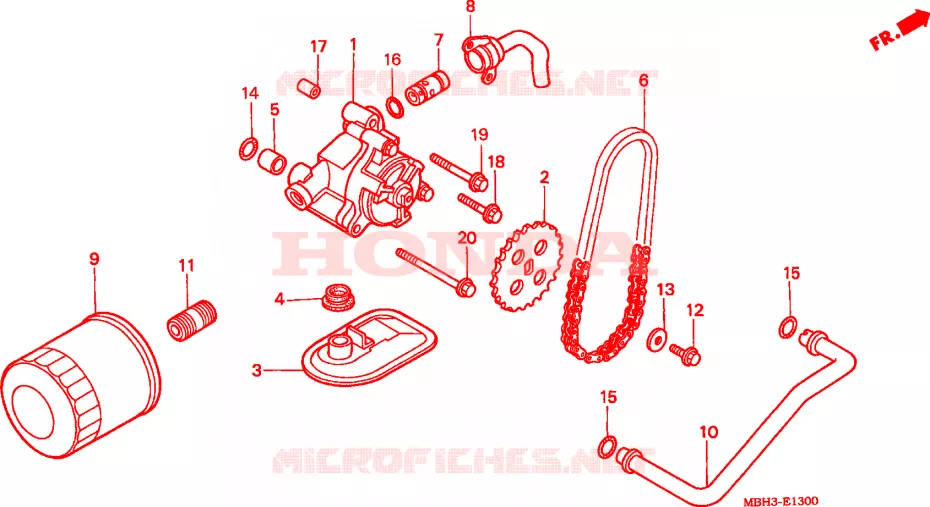 FILTRE A HUILE - POMPE A HUILE Honda MOTO 1100 SHADOW 2002  VT1100C32