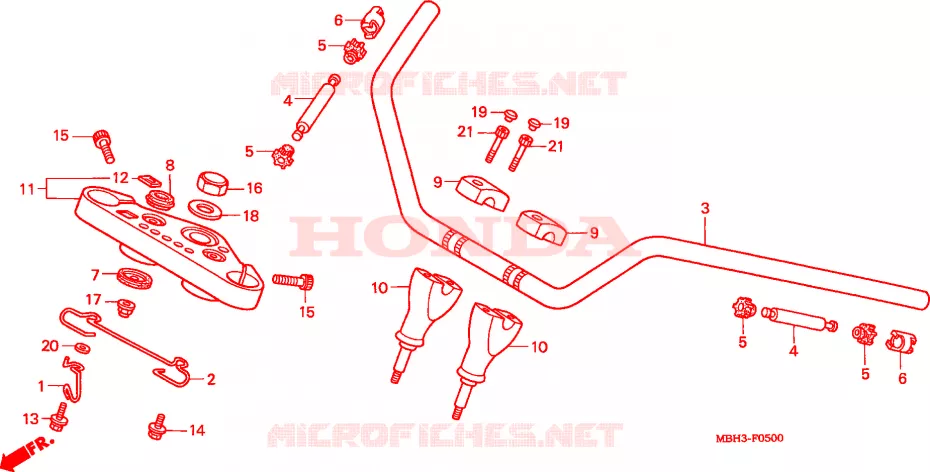 GUIDON - TE DE FOURCHE Honda MOTO 1100 SHADOW 2002  VT1100C32