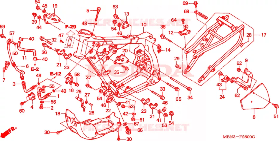 CADRE Honda MOTO 650 XR 2000  XR650RY