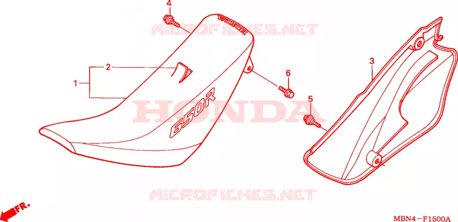 SELLE - COUVERCLE LATERAL DROIT Honda MOTO 650 XR 2000  XR650RY