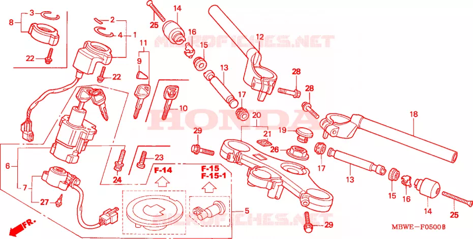 GUIDON - TE DE FOURCHE Honda MOTO 600 CBR 2002  CBR600FR2