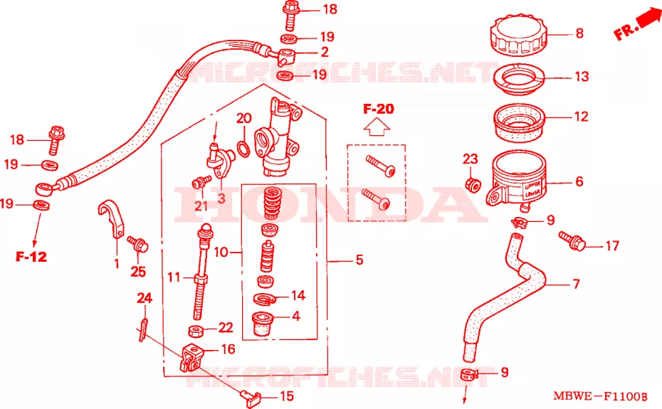 MAITRE-CYLINDRE DE FREIN ARRIERE Honda MOTO 600 CBR 2003  CBR600F3