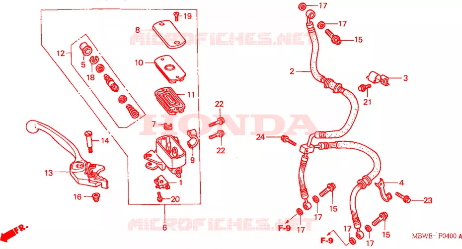 MAITRE CYLINDRE DE FREIN AVANT Honda MOTO 600 CBR 2003  CBR600F43