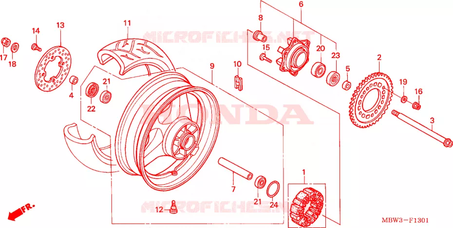 ROUE ARRIERE Honda MOTO 600 CBR 2003  CBR600F3