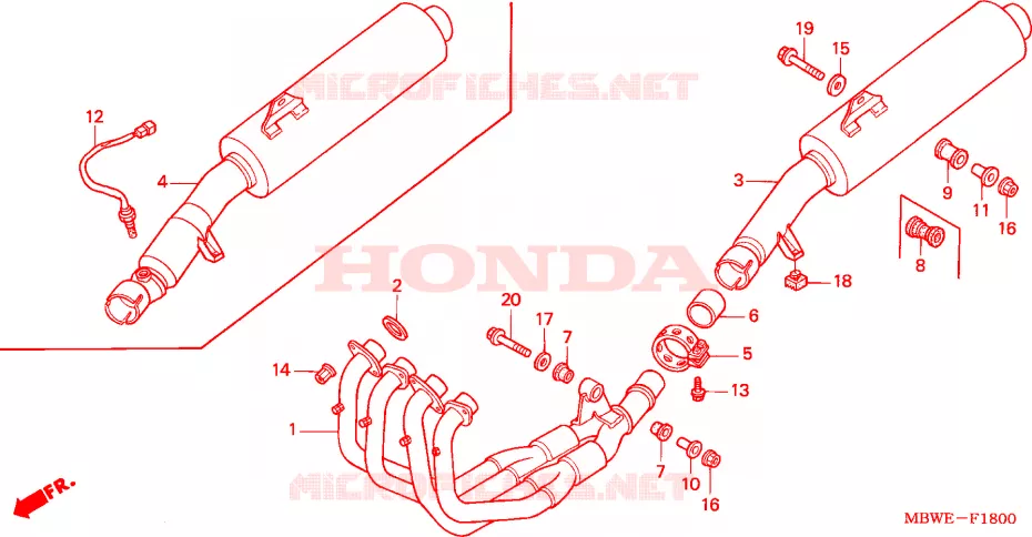 SILENCIEUX D'ECHAPPEMENT Honda MOTO 600 CBR 2003  CBR600F43