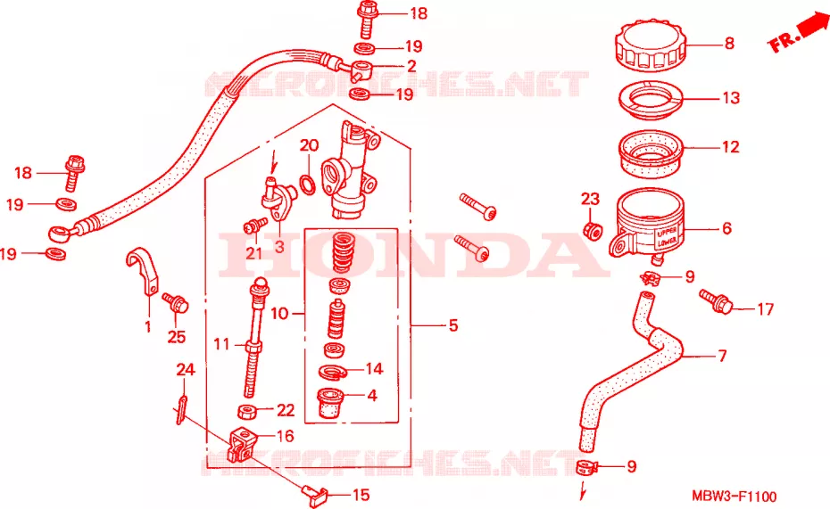 MAITRE-CYLINDRE DE FREIN ARRIERE Honda MOTO 600 CBR 2001  CBR600FS1