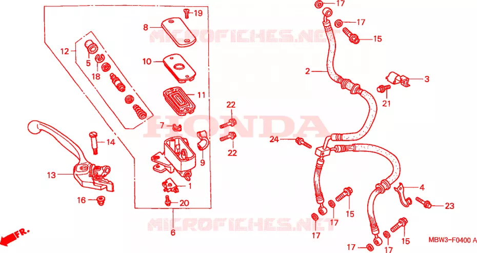 MAITRE CYLINDRE DE FREIN AVANT Honda MOTO 600 CBR 2001  CBR600FS1