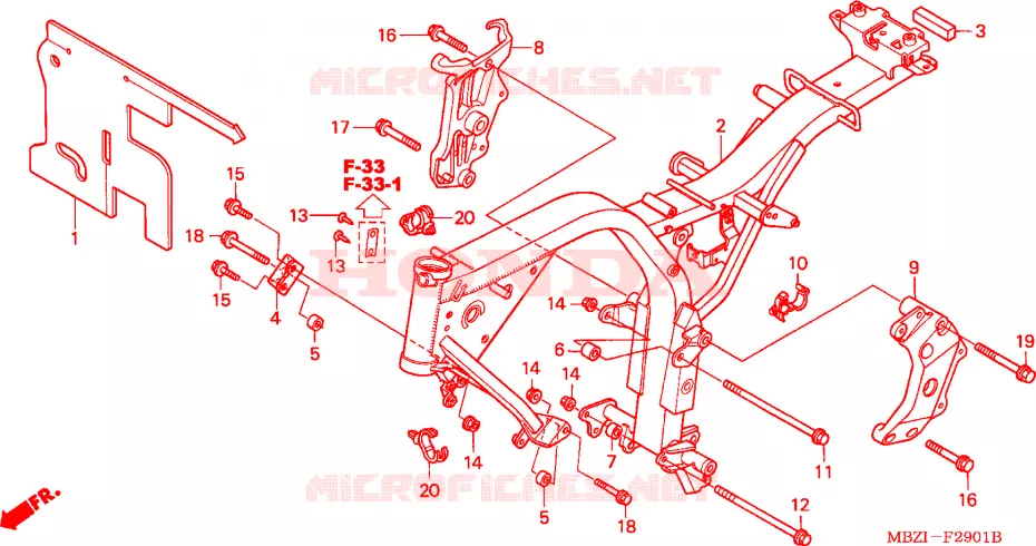 CARROSSERIE DE CHASSIS(CB600F3/4/5/6) Honda MOTO 600 HORNET 2005  CB600F5
