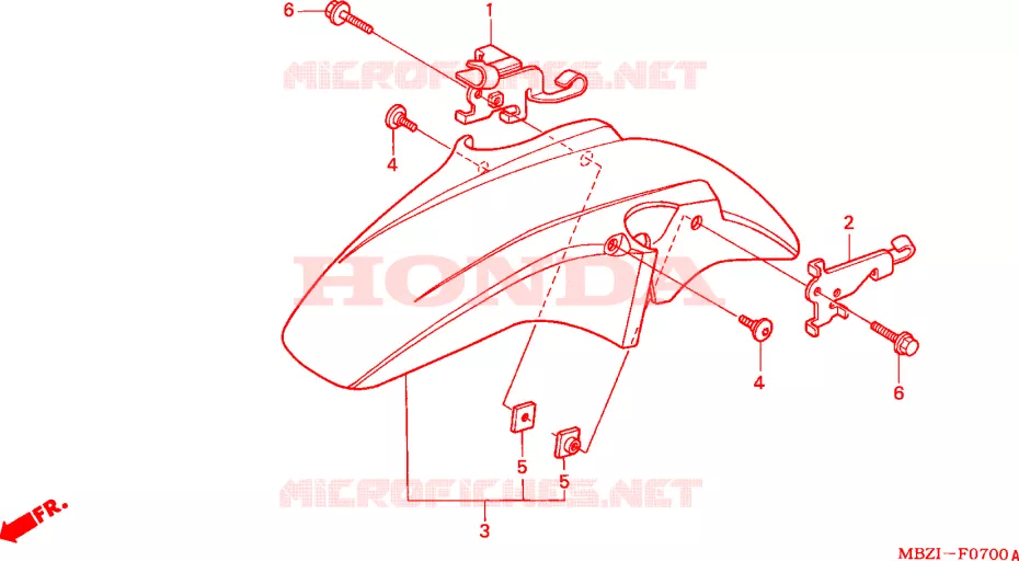 GARDE BOUE AVANT (CB600F2/F22/3/4) Honda MOTO 600 HORNET 2002  CB600F22