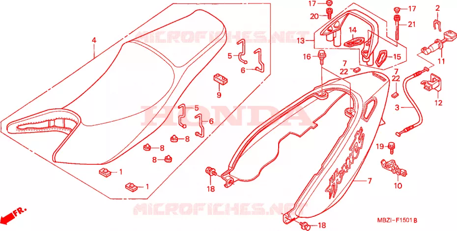 SELLE - CARENAGE ARRIERE (CB600F3/4/5/6) Honda MOTO 600 HORNET 2003  CB600F3