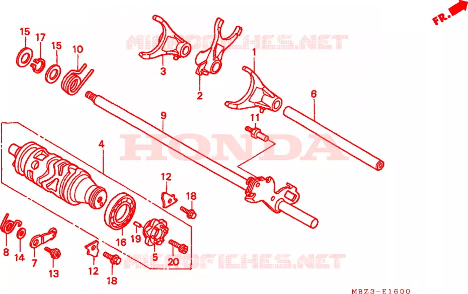 BARILLET DE SELECTION Honda MOTO 600 HORNET 2000  CB600F2Y
