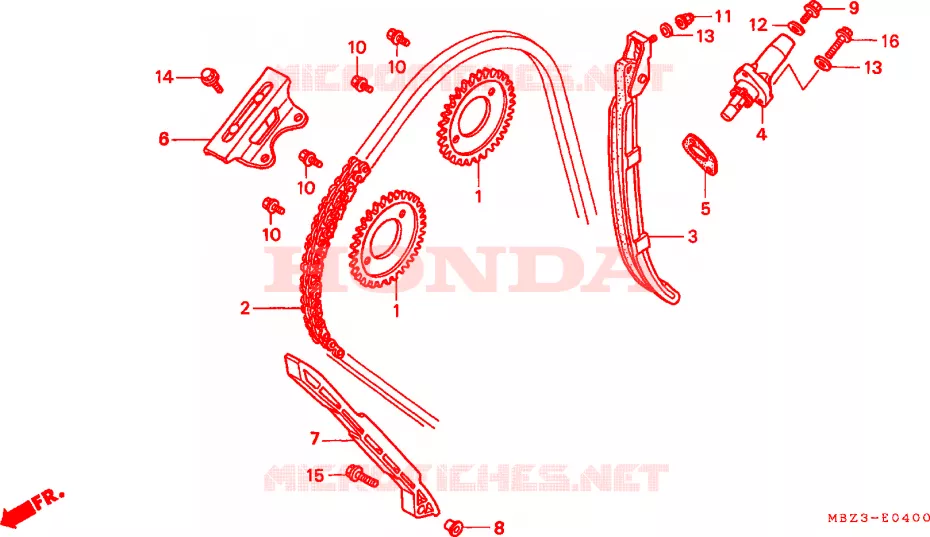 CHAINE DE DISTRIBUTION - TENDEUR Honda MOTO 600 HORNET 2000  CB600F2Y