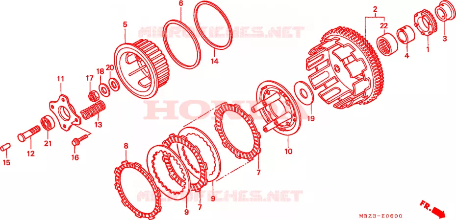 EMBRAYAGE Honda MOTO 600 HORNET 2002  CB600F21