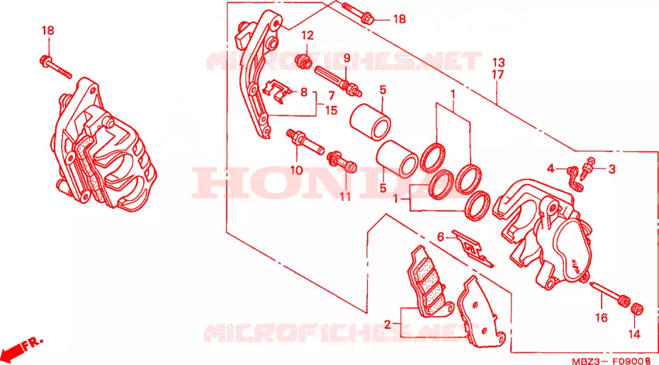 ETRIER DE FREIN AVANT Honda MOTO 600 HORNET 2003  CB600F21