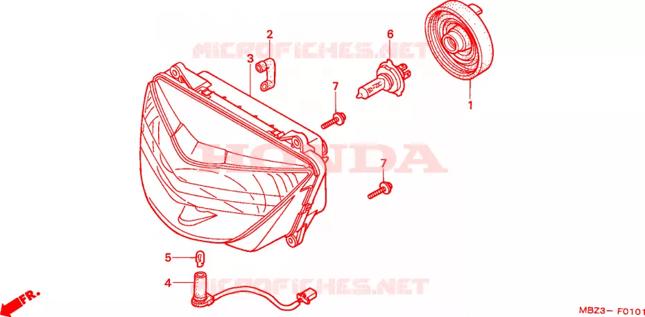 PROJECTEUR(2) Honda MOTO 600 HORNET 2003  CB600F21