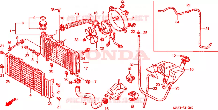 RADIATEUR Honda MOTO 600 HORNET 2002  CB600F21
