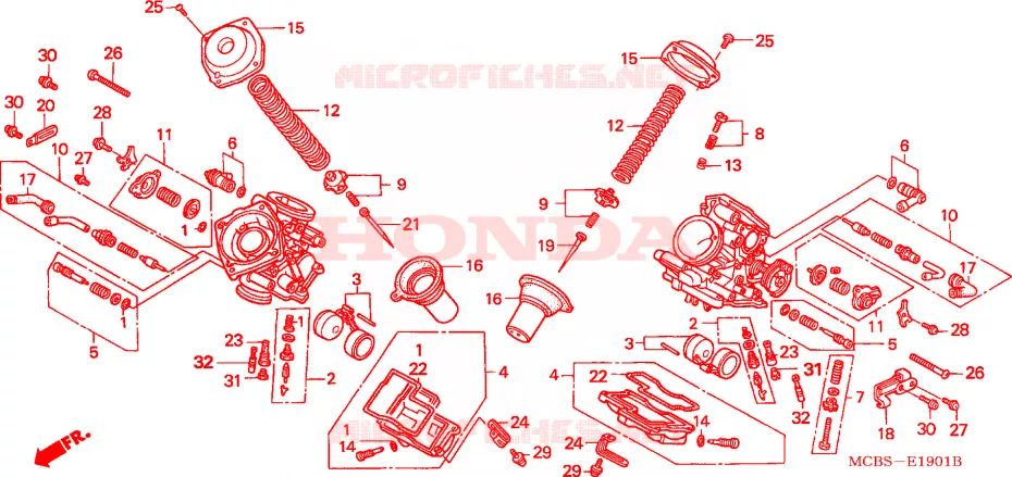 CARBURATEUR (PIECES CONSTITUTIVES) Honda MOTO 650 TRANSALP 2003  XL650V3