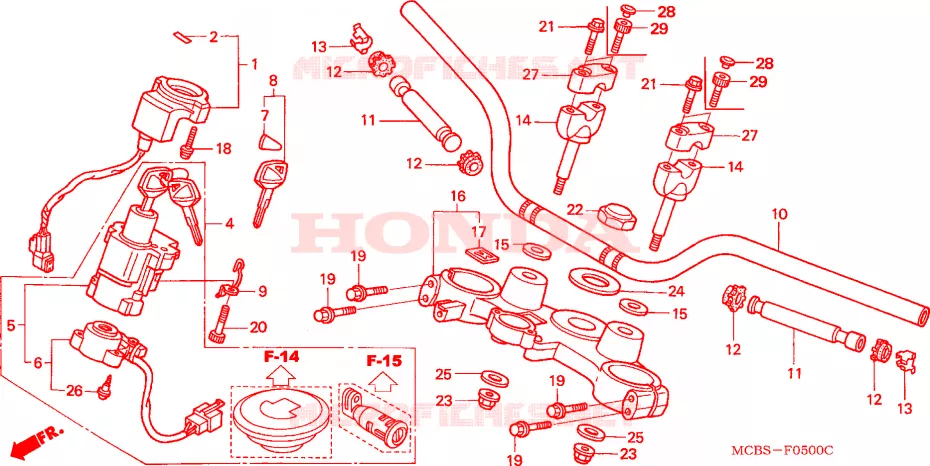 GUIDON - TE DE FOURCHE Honda MOTO 650 TRANSALP 2002  XL650V2