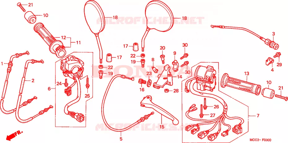 COMMODO - LEVIER - CABLE Honda MOTO 1100 CB 2000  CB1100SFY