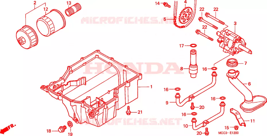 FILTRE A HUILE - CARTER INFERIEUR - POMPE A HUILE Honda MOTO 1100 CB 2000  CB1100SFY