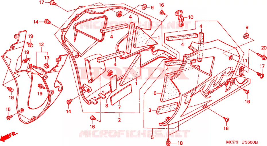 CAPOT INFERIEUR(VTR1000SPY/1) Honda MOTO 1000 SP 2001  VTR1000SP1