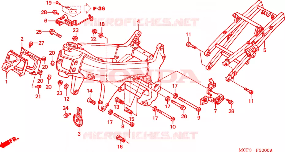 CARROSSERIE DE CHASSIS(VTR1000SPY/1) Honda MOTO 1000 SP 2001  VTR1000SP1
