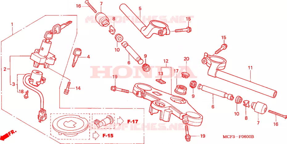 GUIDON - TE DE FOURCHE Honda MOTO 1000 SP 2004  VTR1000SP3
