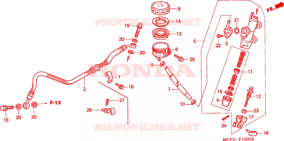 MAITRE-CYLINDRE DE FREIN ARRIERE Honda MOTO 1000 SP 2005  VTR1000SP5