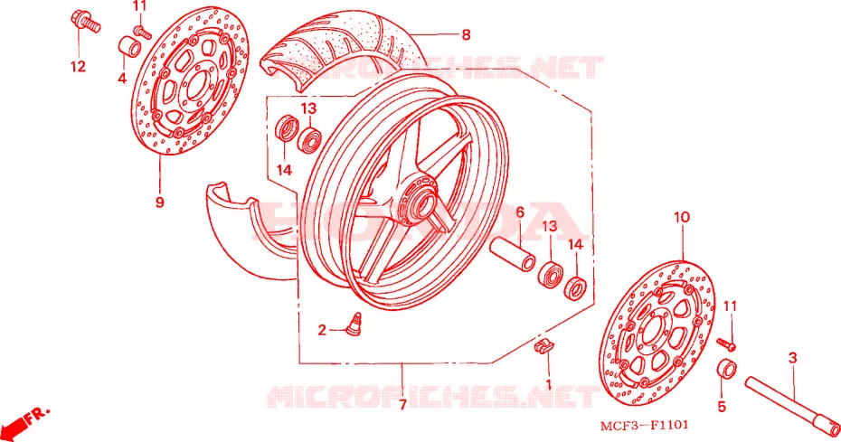 ROUE AVANT(VTR1000SP2/3/4/5/6) Honda MOTO 1000 SP 2004  VTR1000SP3