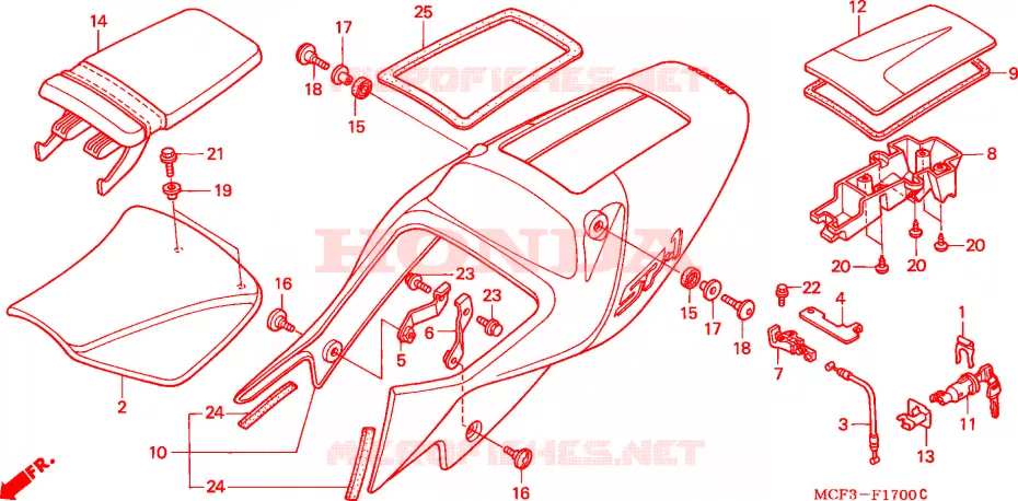 SELLE - CARENAGE ARRIERE Honda MOTO 1000 SP 2003  VTR1000SP3