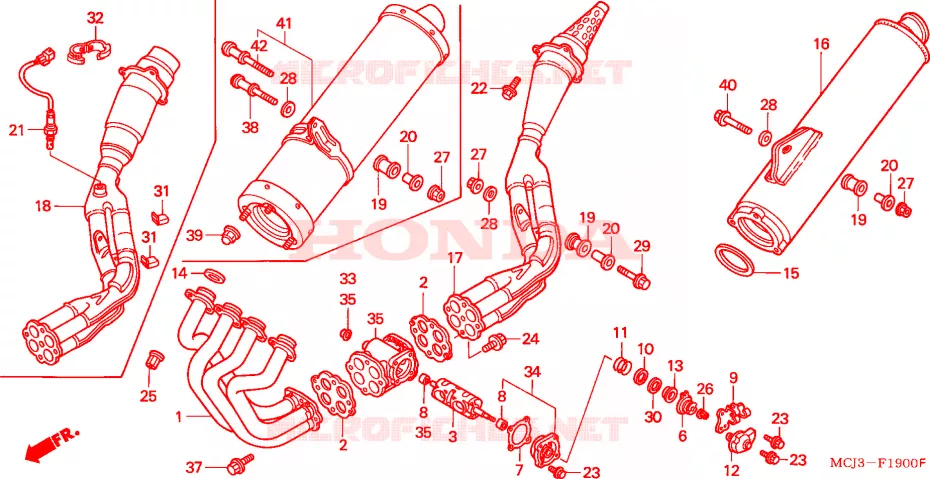 SILENCIEUX D'ECHAPPEMENT Honda MOTO 900 CBR 2000  CBR900RRY