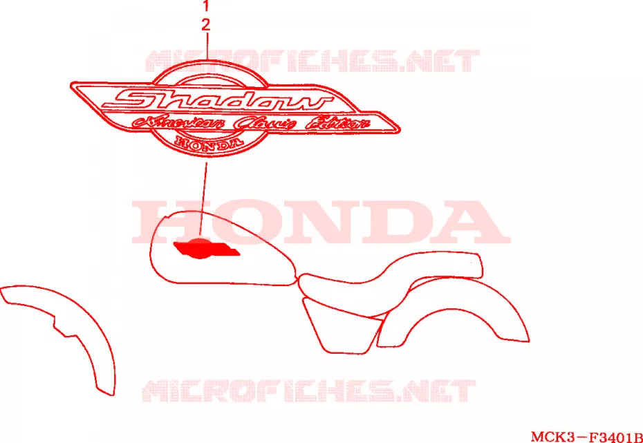 AUTOCOLLANTS (VT1100C2Y-ED,F) Honda MOTO 1100 SHADOW 2000  VT1100C2Y