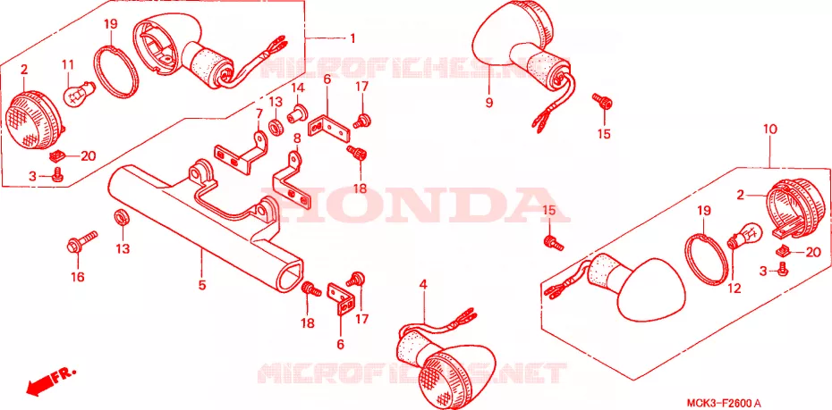 CLIGNOTANT Honda MOTO 1100 SHADOW 2001  VT1100C21