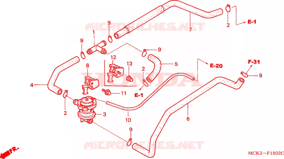 COMMANDE INJECTION D'AIR SOUPAPE Honda MOTO 1100 SHADOW 2001  VT1100C21