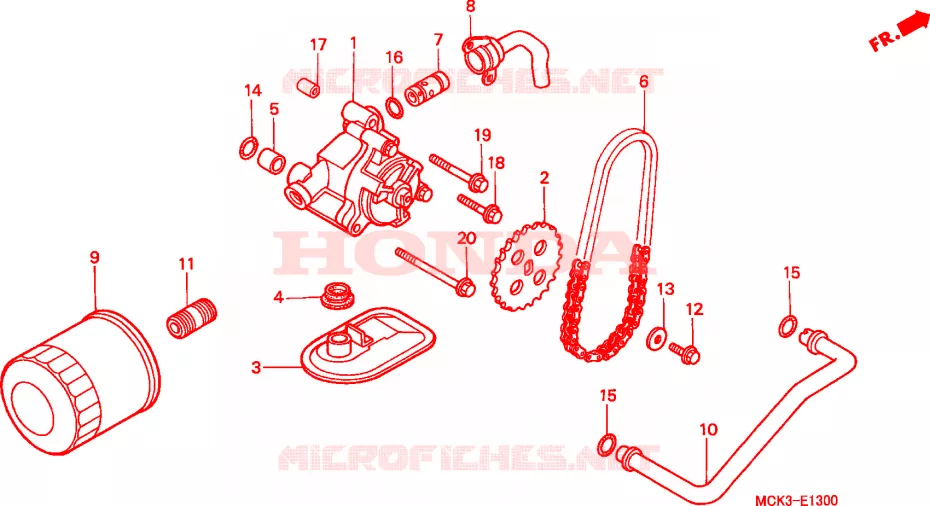 FILTRE A HUILE - POMPE A HUILE Honda MOTO 1100 SHADOW 2005  VT1100C25