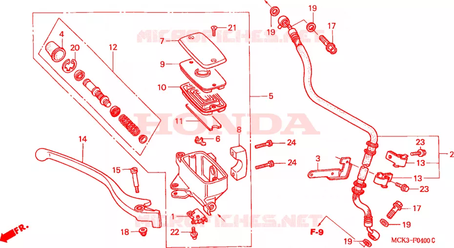 MAITRE CYLINDRE DE FREIN AVANT Honda MOTO 1100 SHADOW 2004  VT1100C24