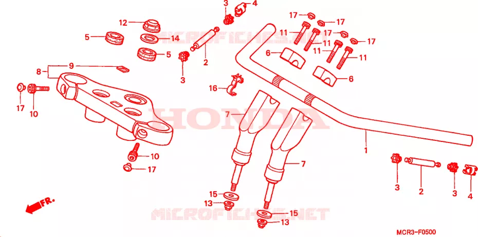 GUIDON - TE DE FOURCHE Honda MOTO 750 SHADOW 2002  VT750DC2_A