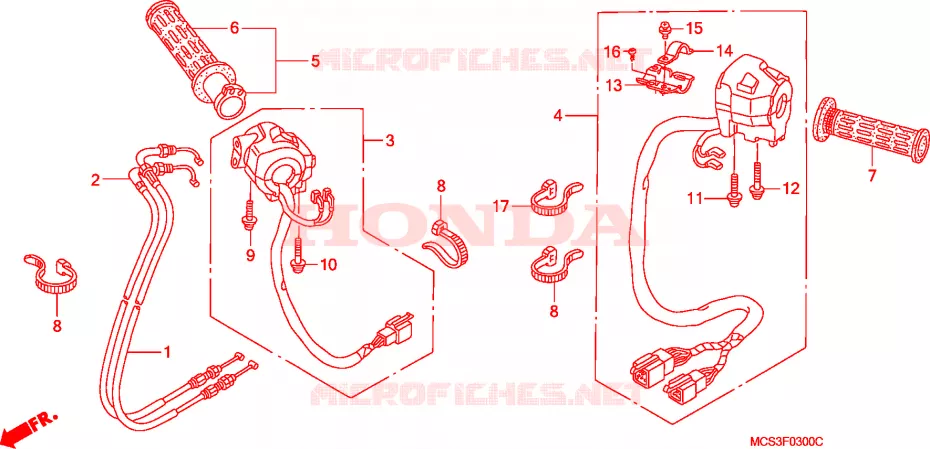 COMMODO - LEVIER - CABLE Honda MOTO 1300 PAN-EUROPEAN 2004  ST13004