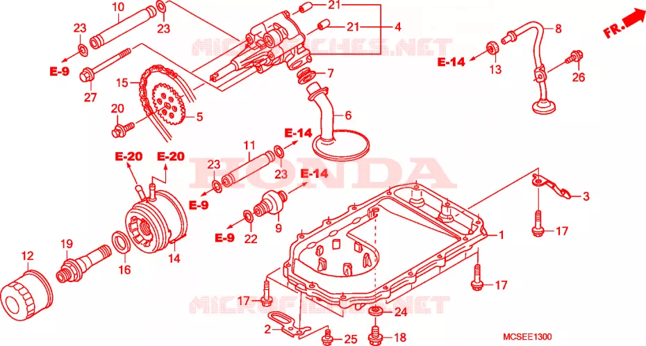 POMPE A HUILE - CARTER D'HUILE Honda MOTO 1300 PAN-EUROPEAN 2010  ST1300AA