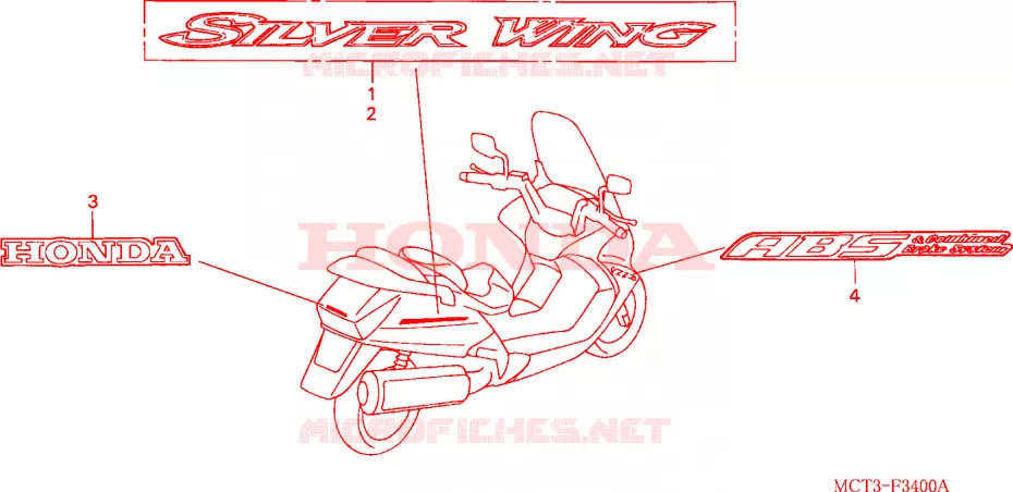 AUTOCOLLANTS Honda SCOOTER 600 SILVERWING 2001  FJS6001