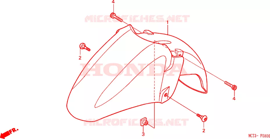 GARDE BOUE AVANT (FJS6001/2/D3/D4/D5) Honda SCOOTER 600 SILVERWING 2002  FJS6002