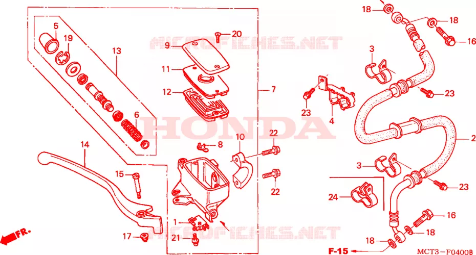 MAITRE-CYLINDRE FREIN AV.(FJS6001/2/D3/D4/D5) Honda SCOOTER 600 SILVERWING 2005  FJS600D5